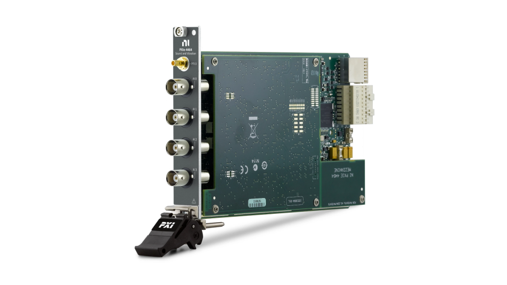 NI PXIe-4464: Mô-đun PXI đo lường âm thanh và rung động, PXI Express, 4 kênh đầu vào, 24-Bit, 204.8 kS/s, 119 dB, 6 mức khuếch đại, ghép AC/DC