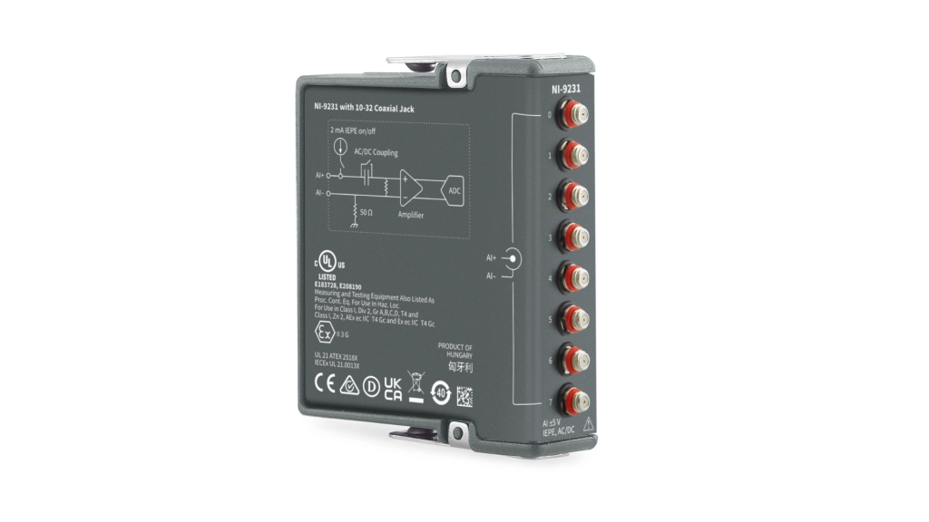 NI-9231: Mô-đun đầu vào cảm biến âm thanh và rung động, 8 kênh, 51,2 kS/s/kênh, ±5 V, dòng C Series