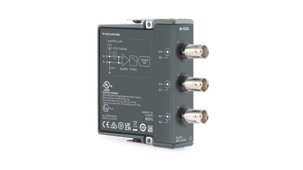 Mô-đun đầu vào cảm biến âm thanh và rung động, 3 kênh, 102,4 kS/s/kênh, ±30 V, dòng C Series