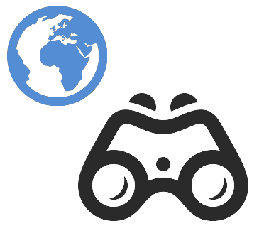 Globe and binoculars icons