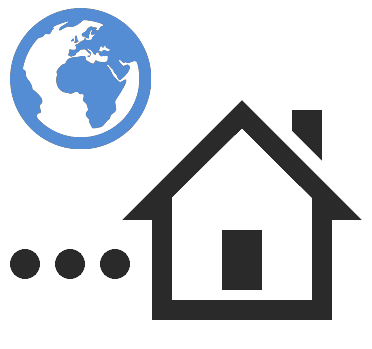 Globe and home icons