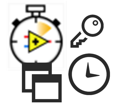 LabVIEW RT icon and key, clock, and apps icons