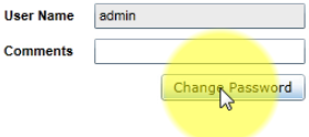 Screenshot of "Change Password" button for "admin" account